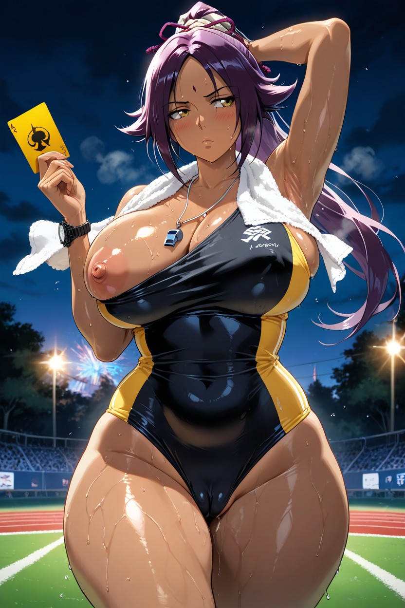 Off One Shoulder, Dark, Side View Hentai AI Porn