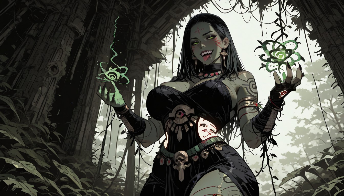 25+, Green Skin Tits Are Green, Tongue Out Hentai AI Porn