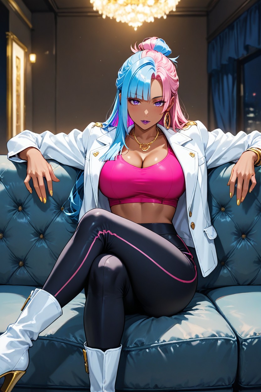 White Thick Jacket, 18+, Blue Hair Hentai AI Porn