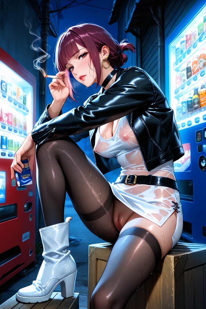 Backlit, Dark, Bodycon White Tunic Hentai AI Porn