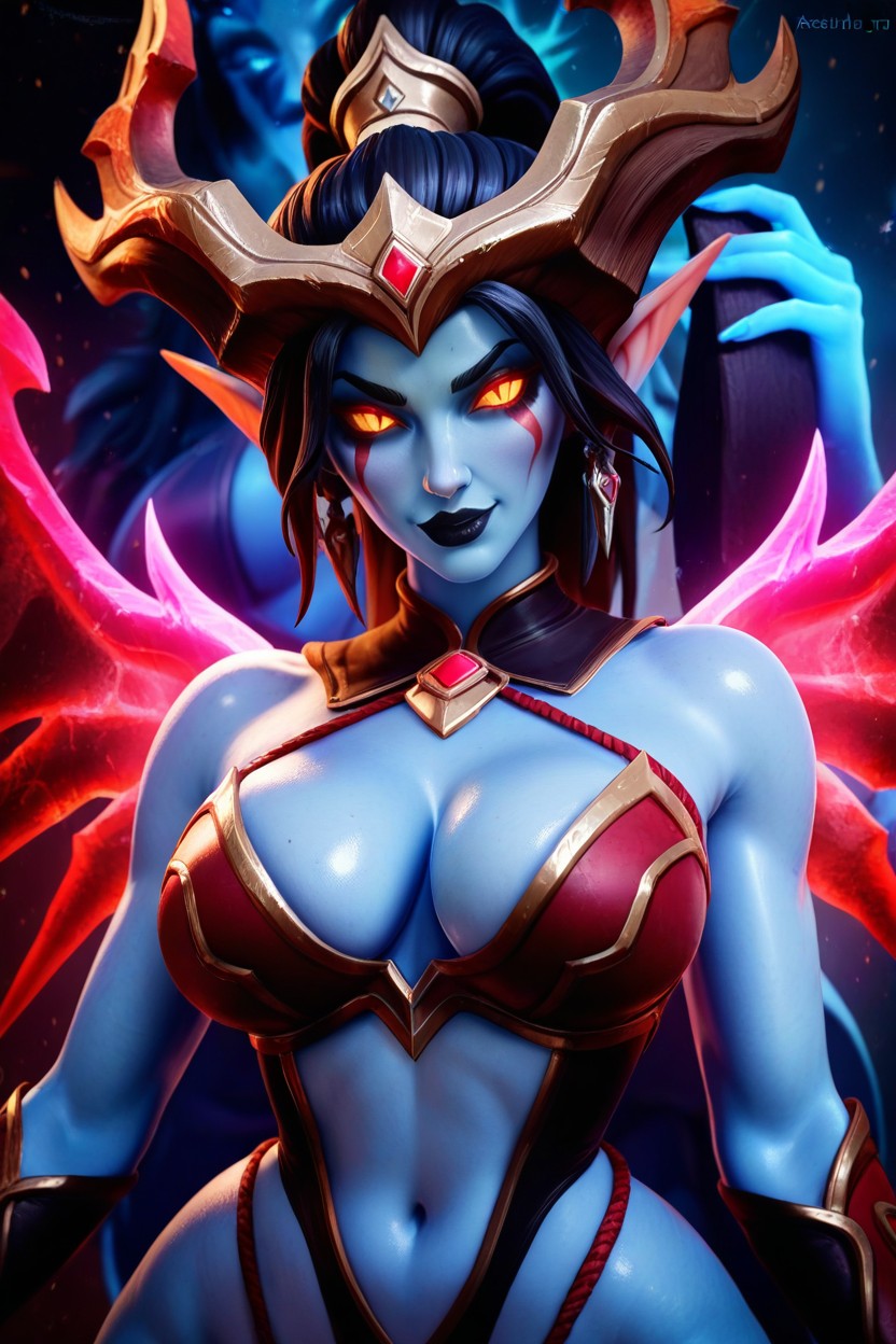 Merunyaa Art Style, Duo, Glowing Red Eyes Hentai AI Porn