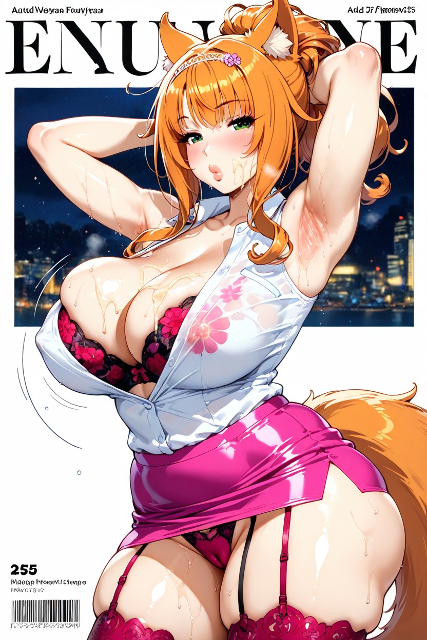 Large Ass, Visible Eyes, Lingerie Magazine Cover Hentai AI Porn