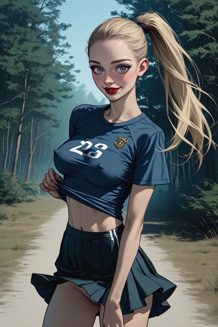 Grey Eyes, Shirt Lift, Culo Mediano Hentai IA