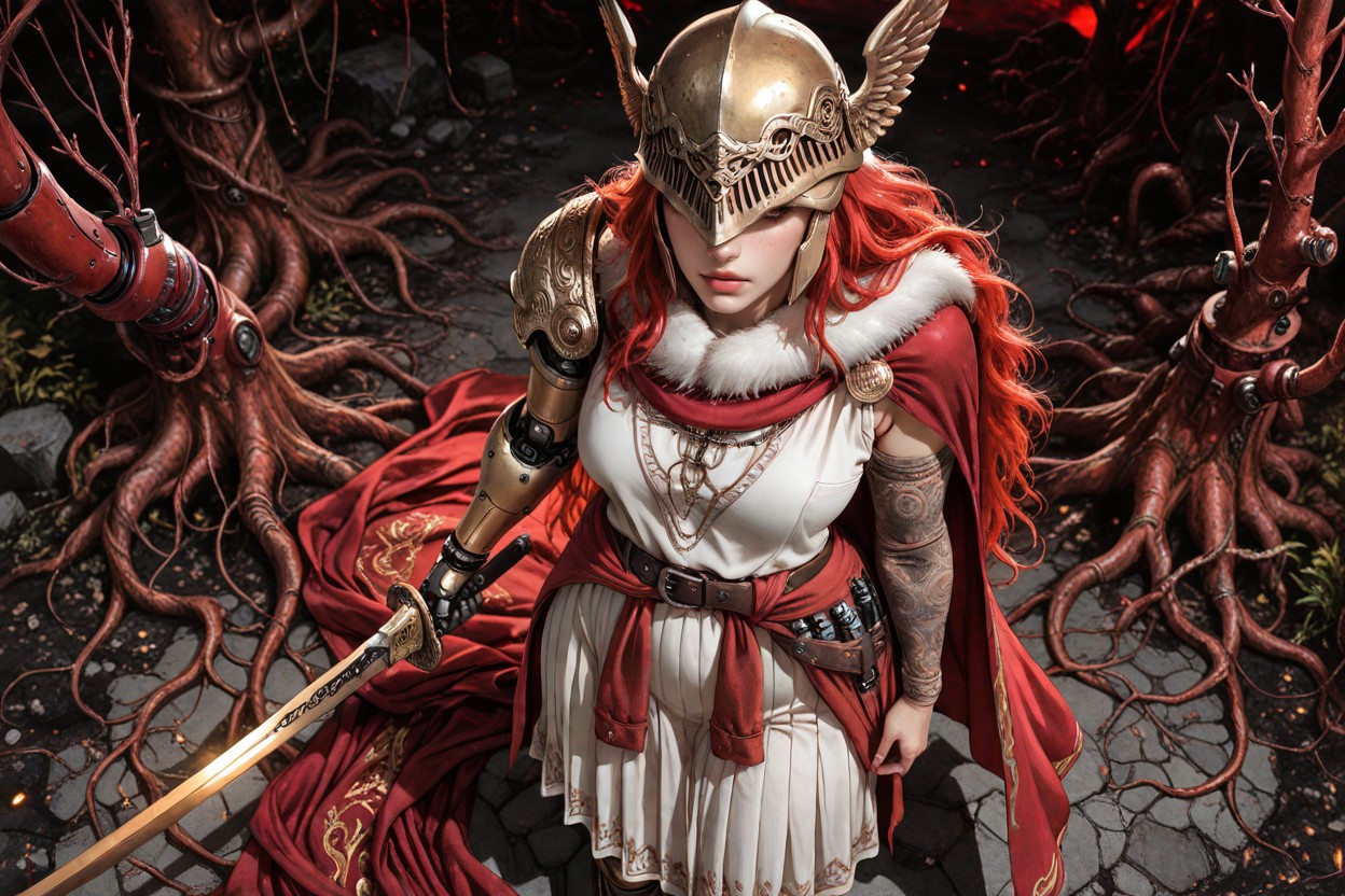 Malenia From Elden Ring, Long Flowing Red Hair Dark Eerie Atmosphere, 25+ Hentai AI Porn