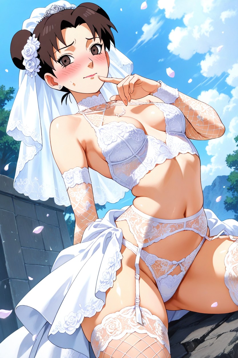Lace Texture, White Pantie, Bittimg Own Finger Hentai IA