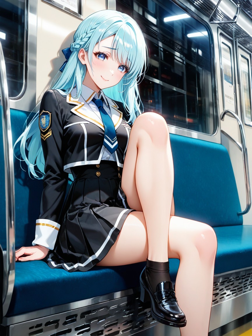 Black Cropped Jacket, Glossy Finish, Face Focus Hentai AI Porn