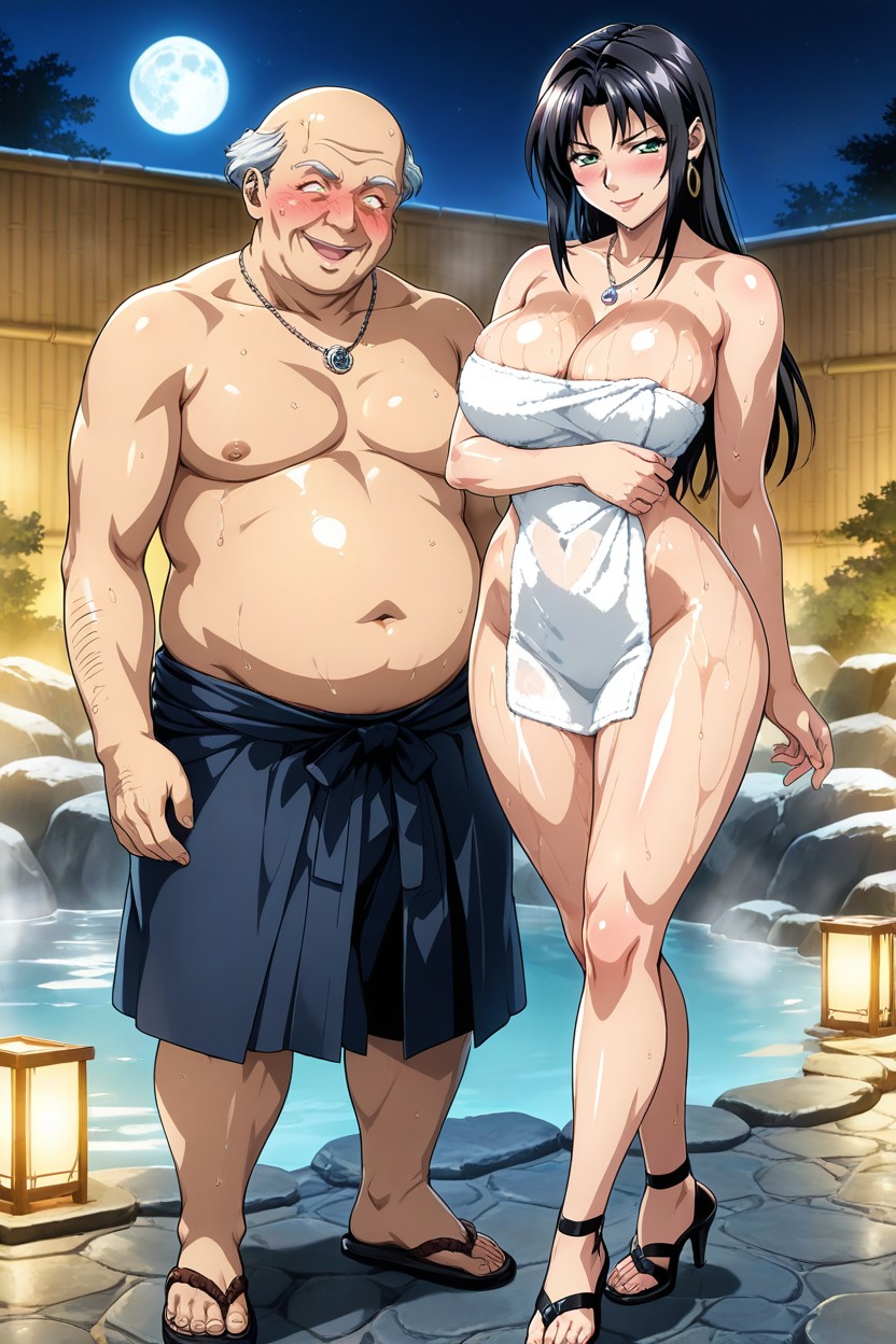 Sexy Low Hang String Necklace, Snatched Waist, Onsen Hentai AI Porn