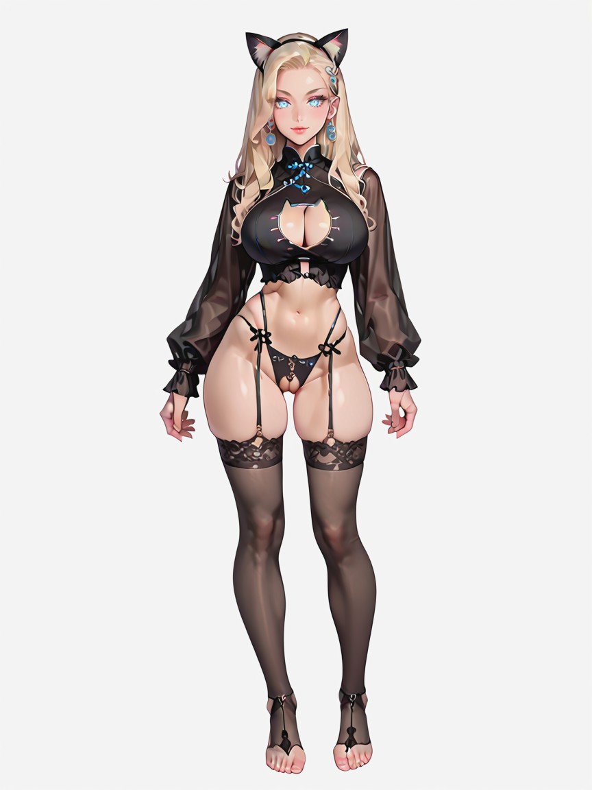 Standing, Blonde Hair, Asian Hentai AI Porn