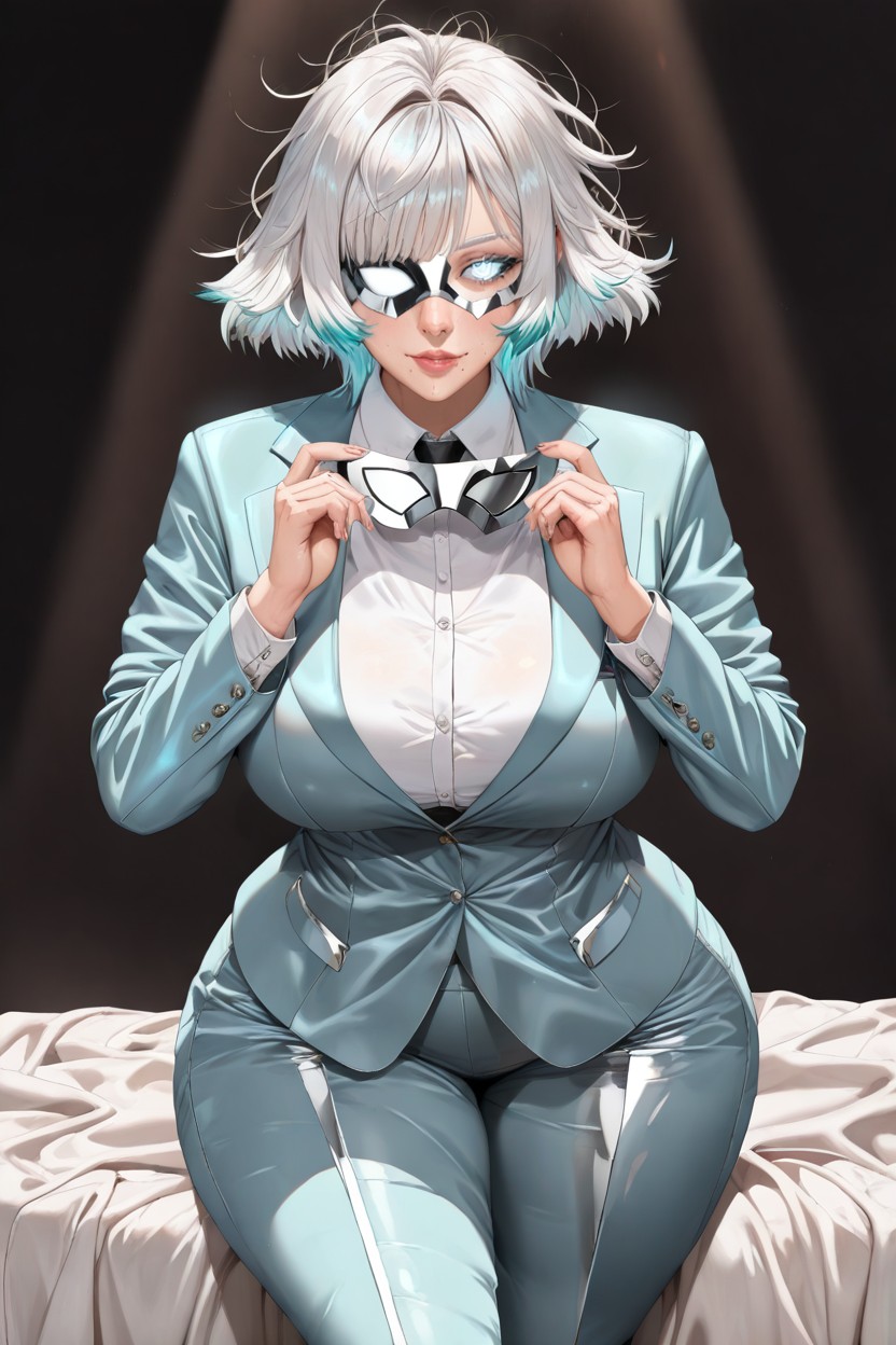 Messy Wolfcut Style Hair, Very Soft And Thick Thighs, Toned Stomach Hentai AI Porn