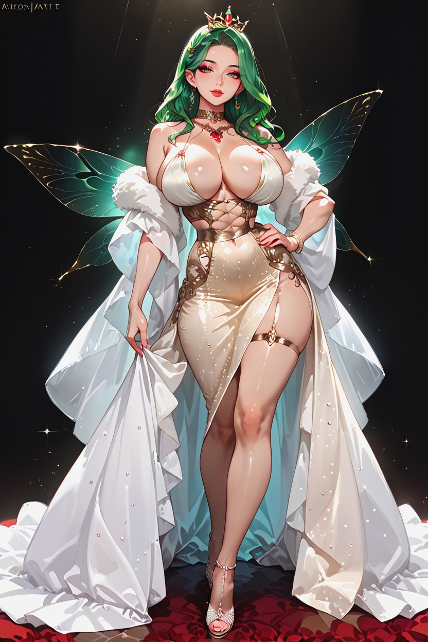 Plump Ass, Hourglass Waist, Gold Ornate Choker With Red Gem Hentai AI Porn