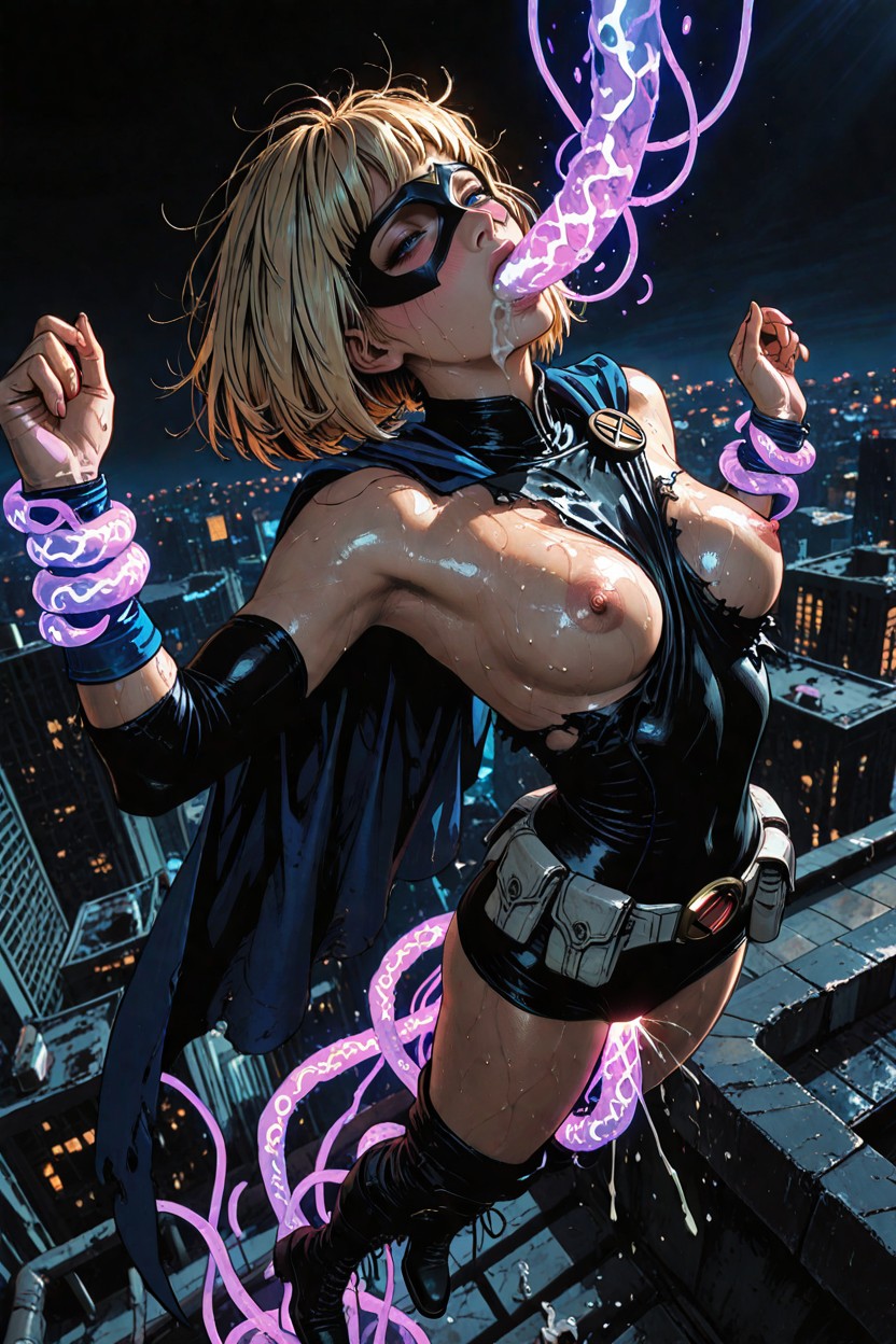 Restrained, Bobcut, Blue Cape Hentai AI Porn