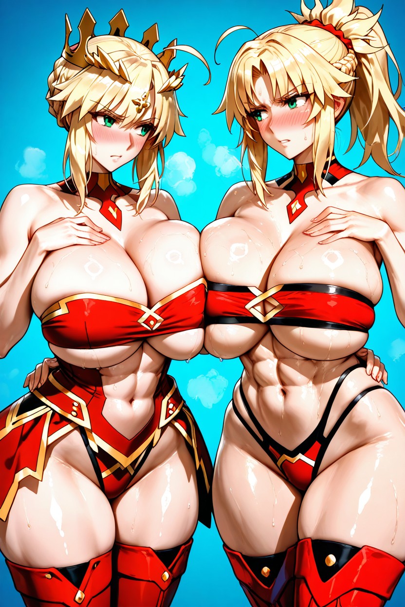 Massive Breasts, Heavy Blush, Detailed Skin Texture Hentai AI Porn