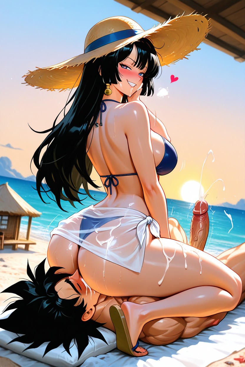 She Was Caressing Goku's Cheek, Blush All Over The Face, Goku With A Wicked Smirk Hentai IA