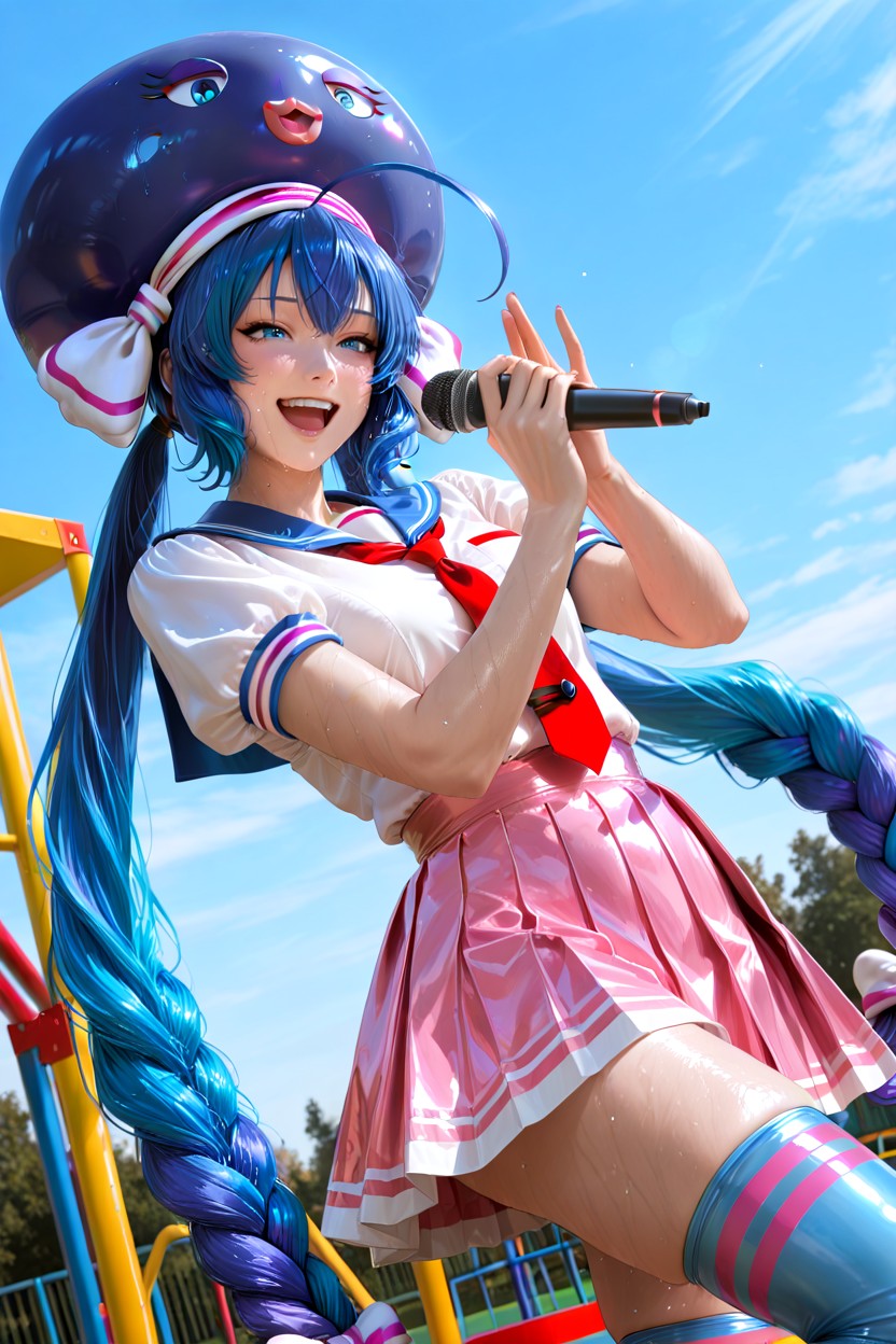 Small Breasts, Small Ass, Swings Slides Trees Background Hentai AI Porn