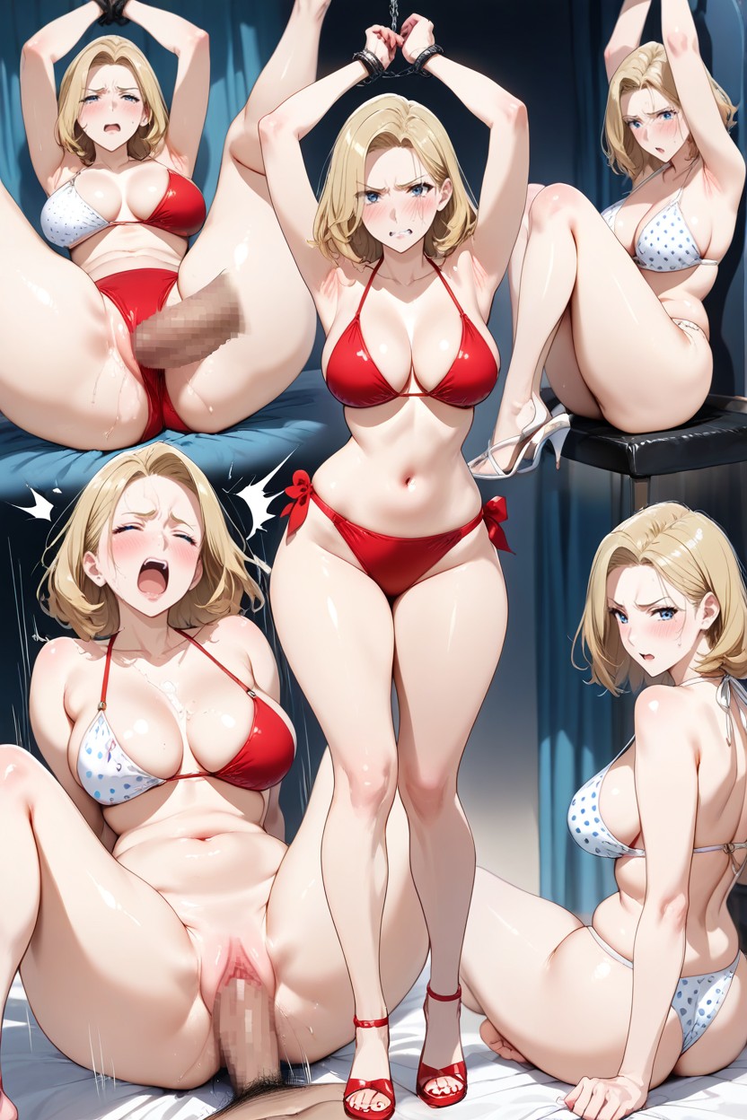Defined Waist, Hard Fucking, Red Triangle Bikini Hentai AI Porn