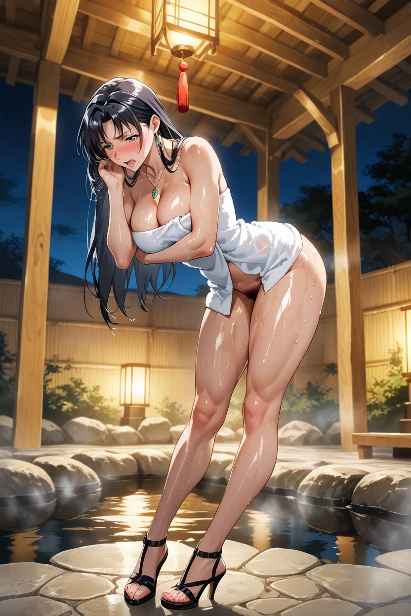 Side View, Long Ear Rings, Noir Hentai AI Porn