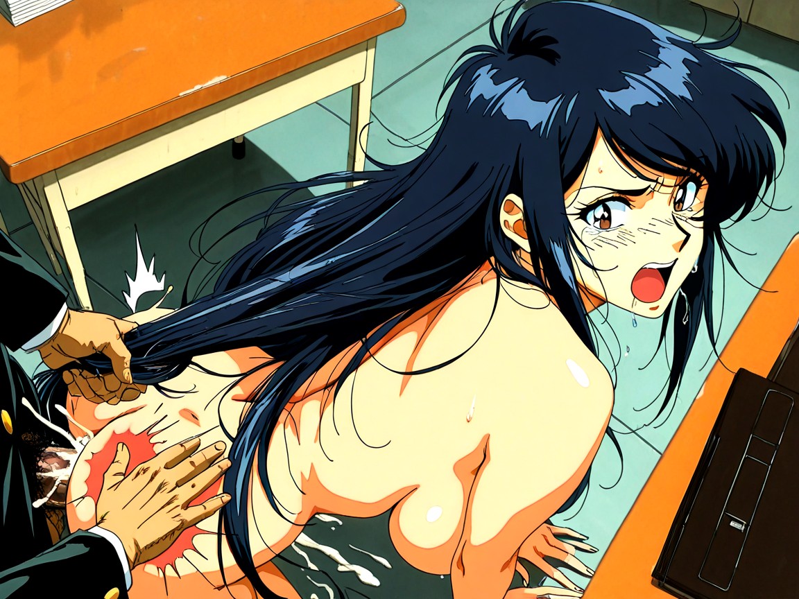 Man In Black Gakuran Jacket, High Angle, Bending Toward Desk Hentai AI Porn