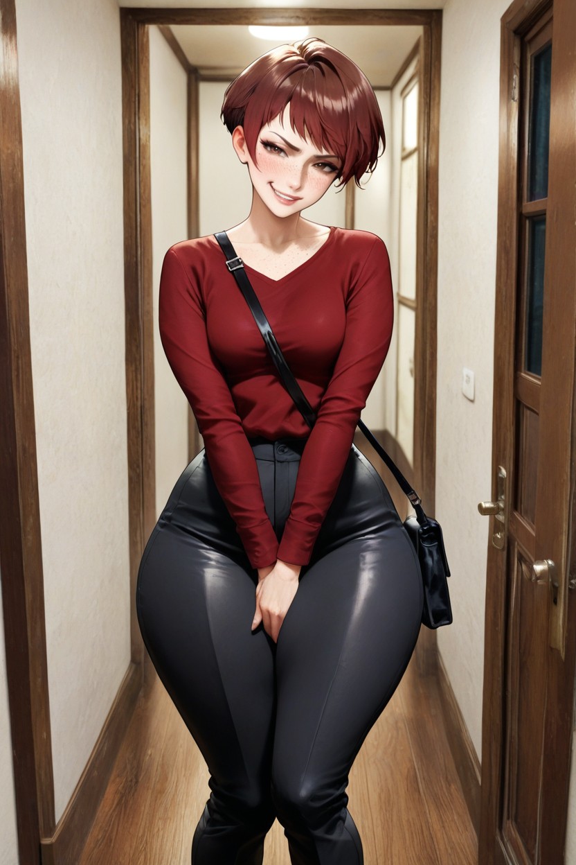 Standing In The Doorway, Hair, Brown Eyes Hentai AI Porn