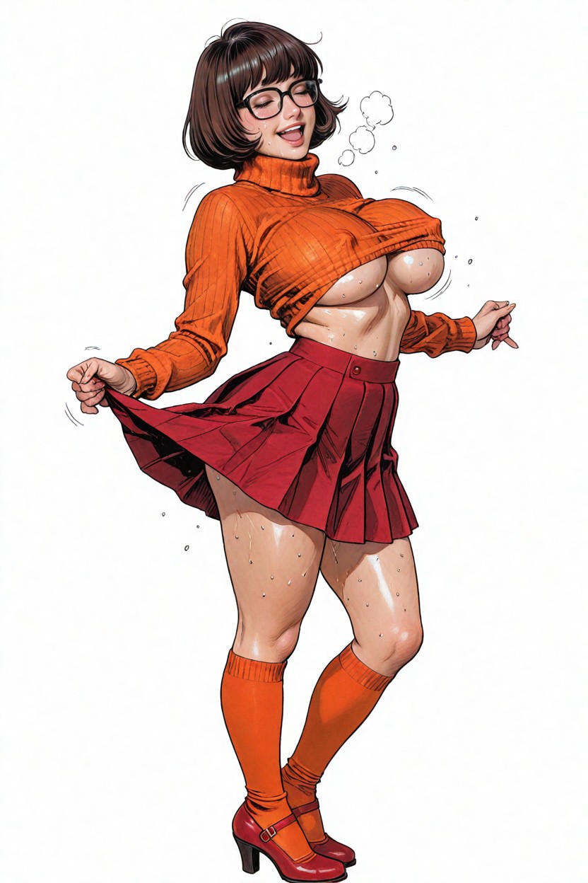 Sweater Lifted Up Over Nipples, Cosplay, Massive Breast Hentai AI Porn