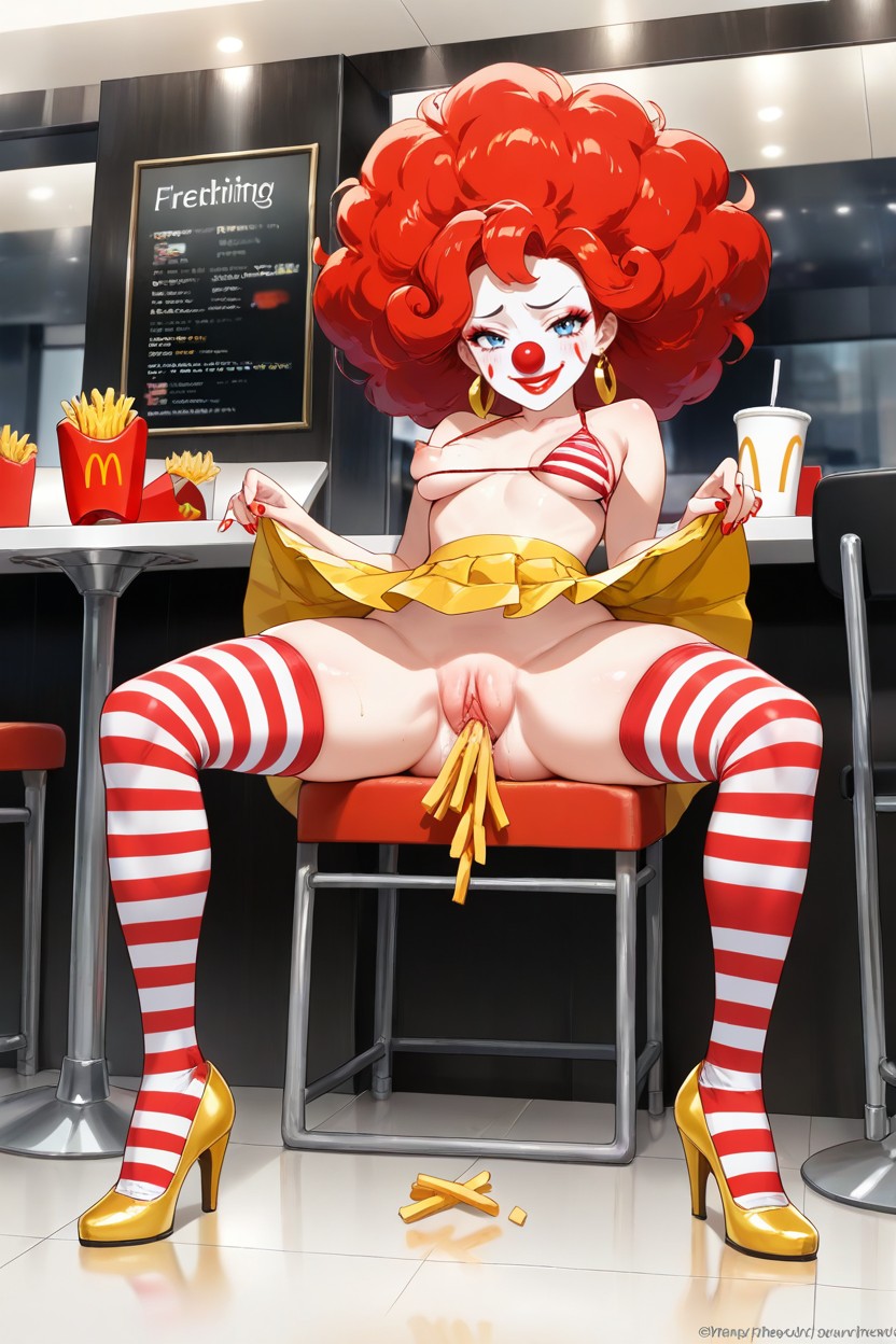 Front View, Yellow Skirt Flipped Up, High Detalisation Hentai AI Porn