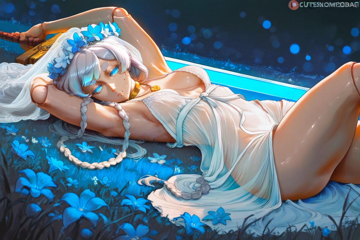 Gold Choker, Field Of Blue Lilies, Tomboy Hentai AI Porn