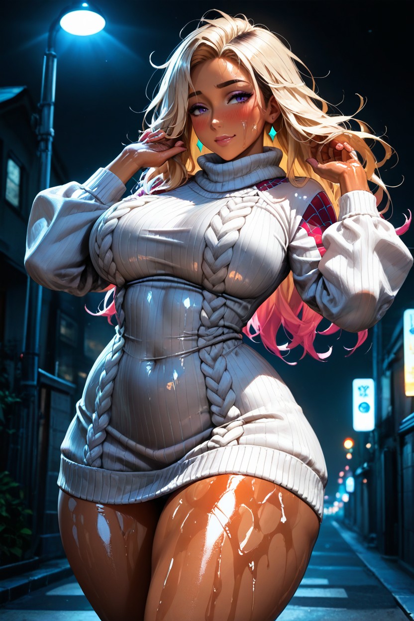 Night, Suéter, Pechos Medianos Hentai IA