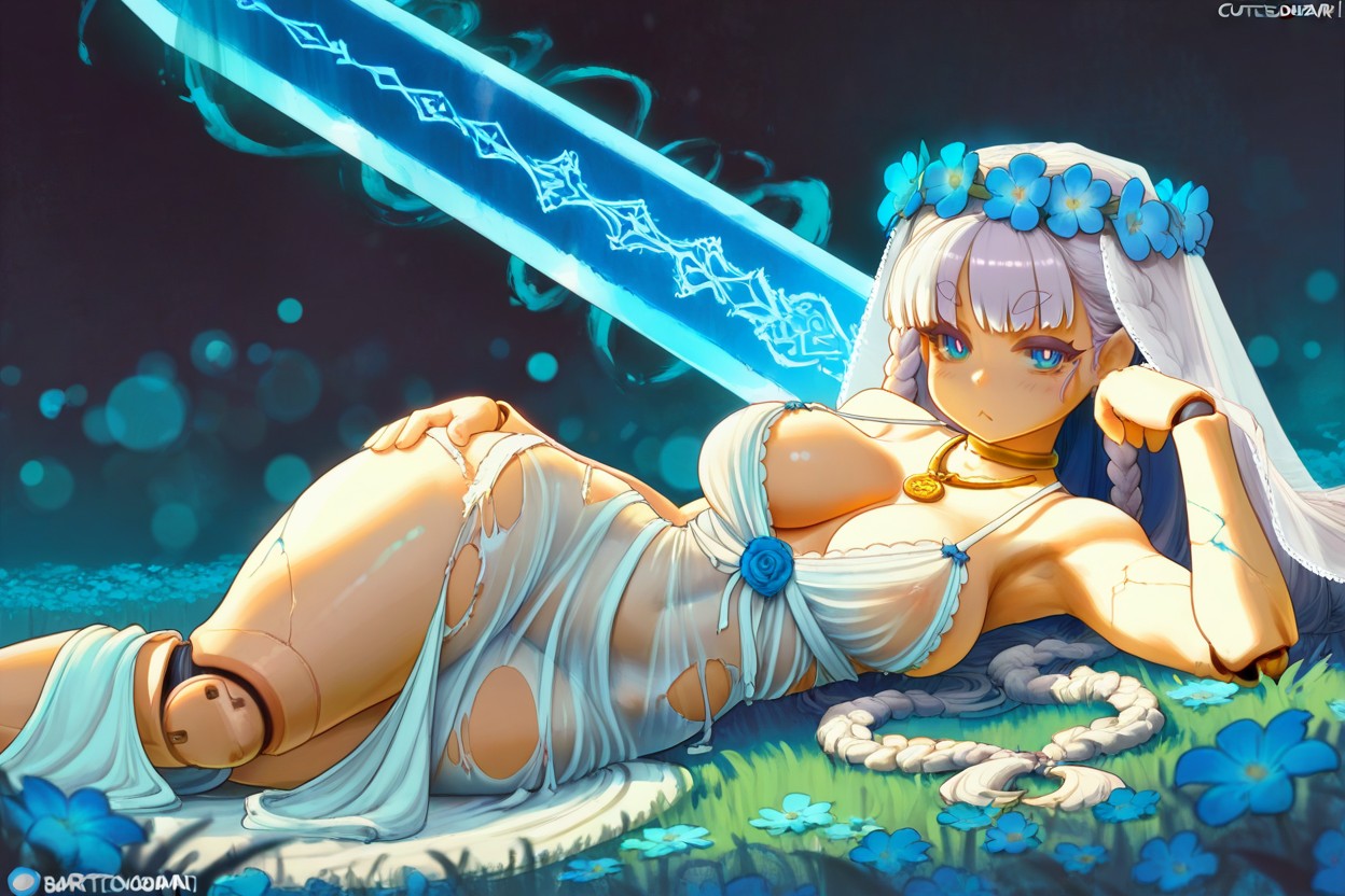 Shiny Skin, Massive Gigantic Moonlight Greatsword, Front View Hentai AI Porn