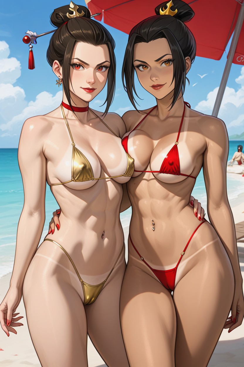 2 People, Beach Holiday, Black Hentai AI Porn