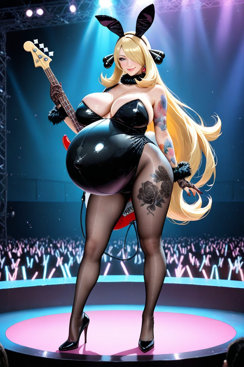 Embarazada, Extensive Tattoos On Hands, Model Standing Hentai IA