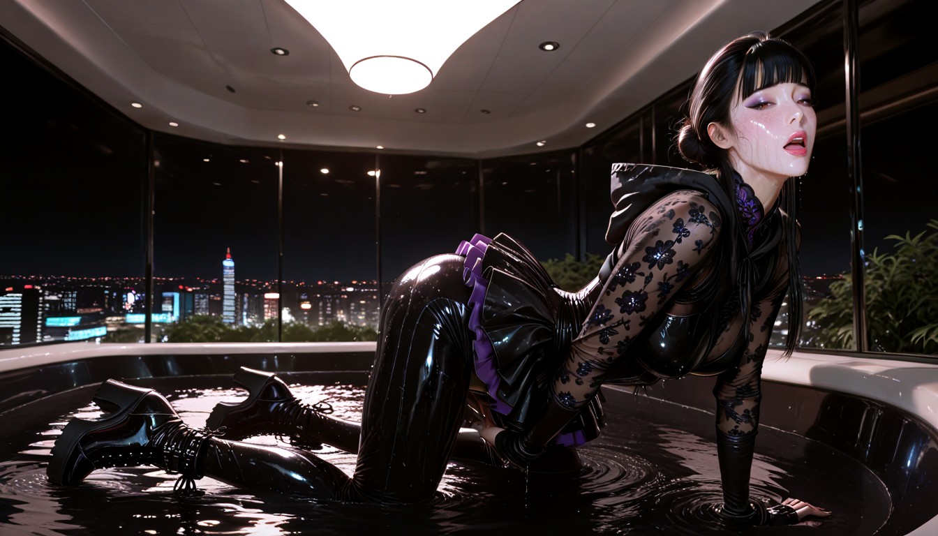 Excessive Amount Of Intricate Purple Jewellery Neck To Feet, Moaning, Shy Hentai AI Porn