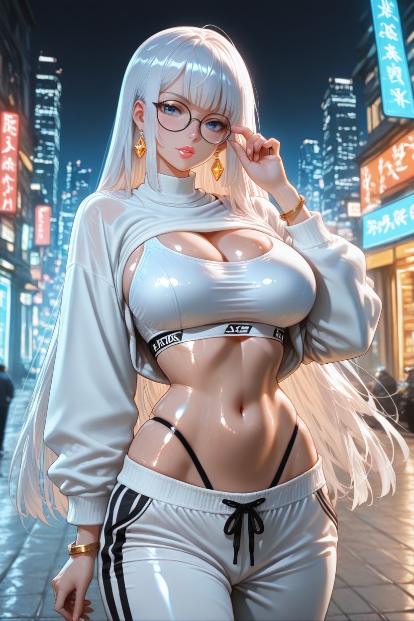 Earrings, Bright Lighting, Seductive Woman Hentai AI Porn