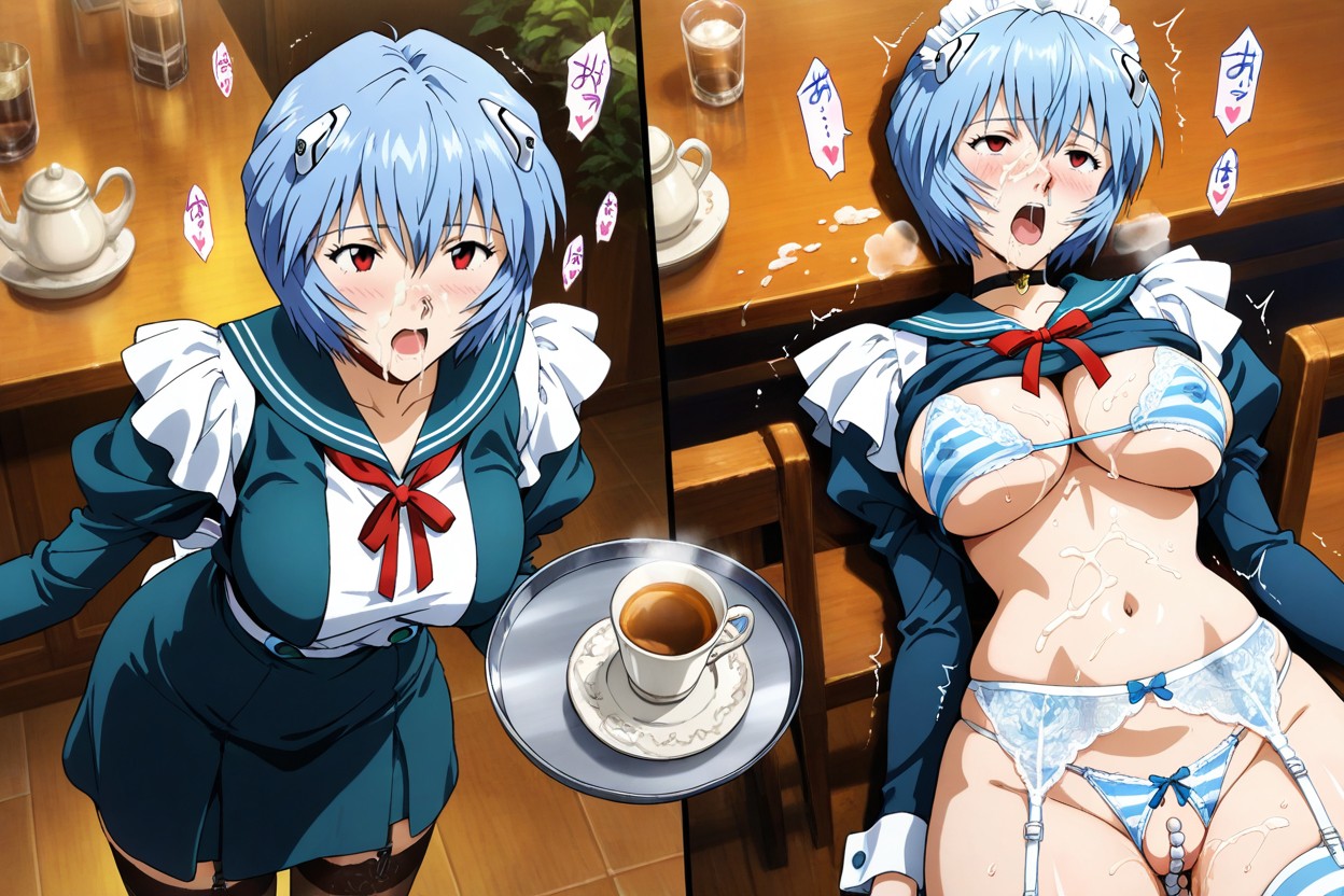 Holding A Tray, Embarrassed, Cleavage Hentai IA