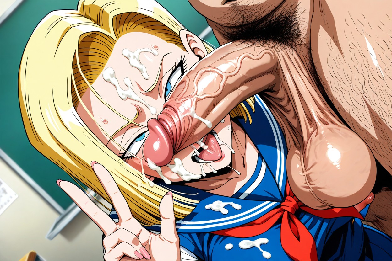 In Class, Sailor Uniform, Testicles On Cheek Porno IA Hentai