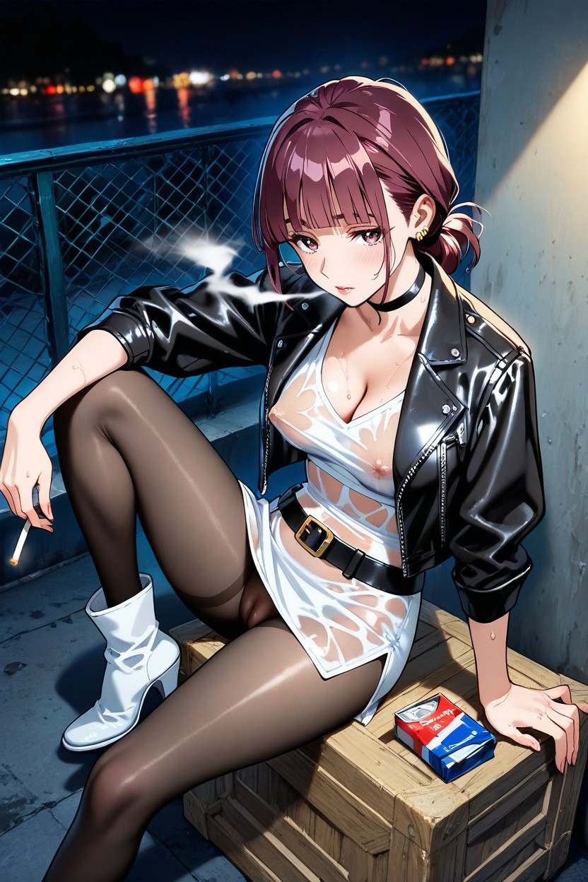 Tight White Tunic, Black Leather Belt, Steamy Porno IA Hentai