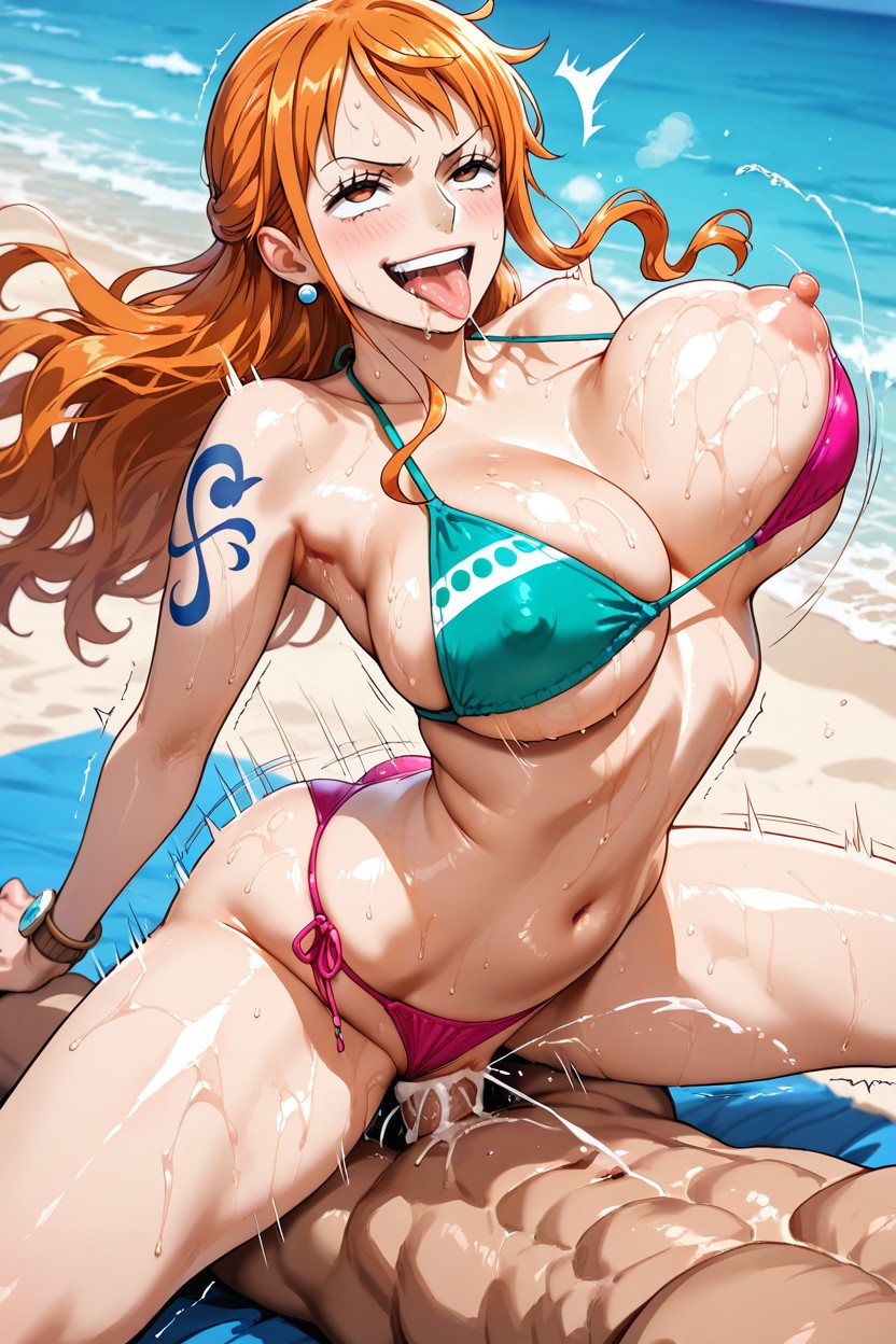 Thighs, Oiled Skin, Push-up Bikini Top Hentai IA pornografia