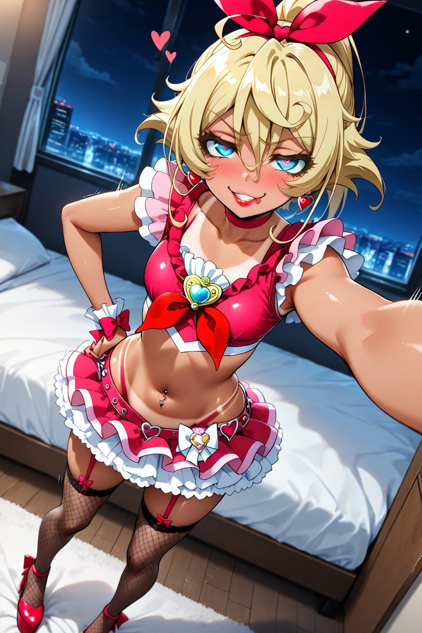 18+, Selfie, Red Crop Top Porno IA Hentai