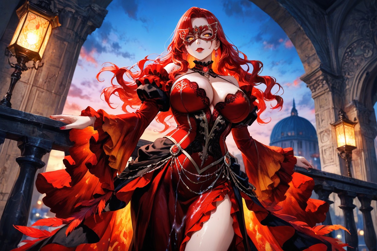 Energetic Paint Application, Visible Brushstrokes, Authentic Traditional Venetian Carnival Costume Hentai AI Porn