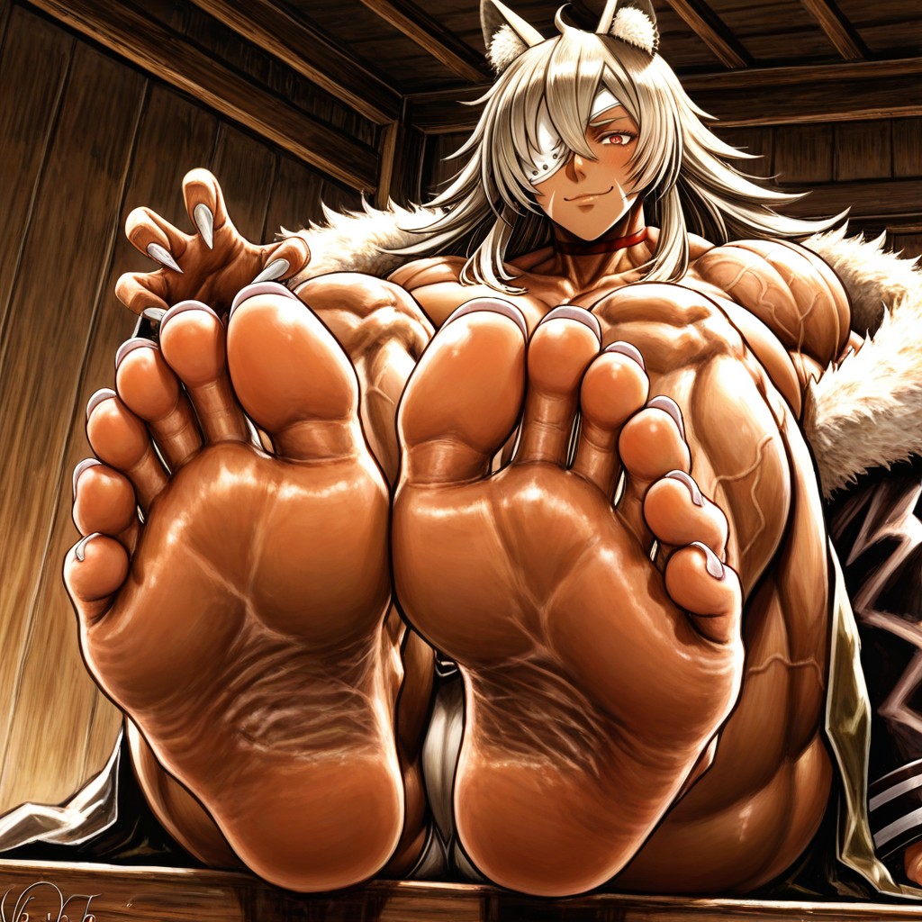 Plano Mediot, Furrowed Brow, Extra Long Sharp White Claws On Hands Hentai IA