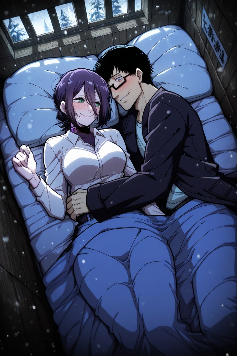 Cul Moyen, Purple Hair, Backlit Porno IA Hentai