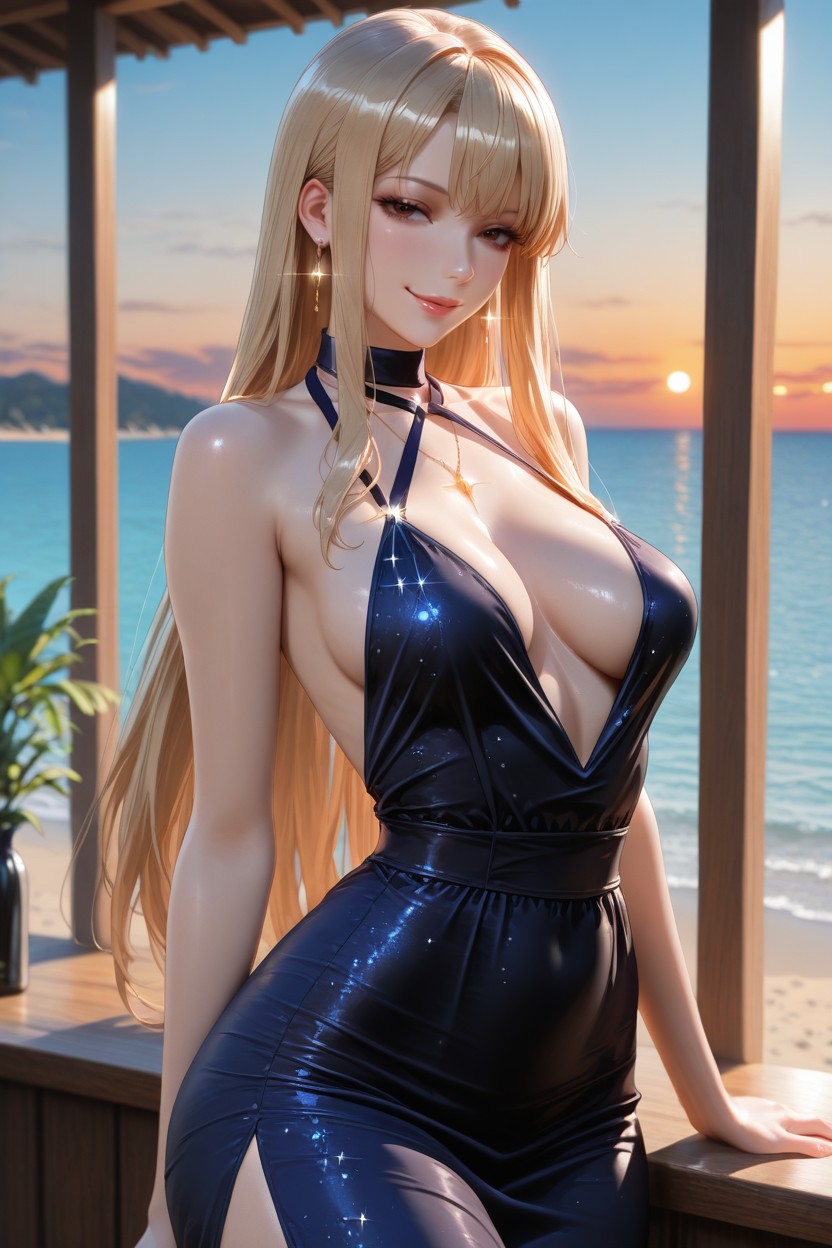 Beach, Seductive Expression, Slutty Hentai AI Porn