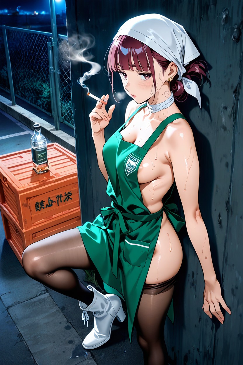 Slightly Open Eyes, Erect Nipple, Night Hentai AI Porn
