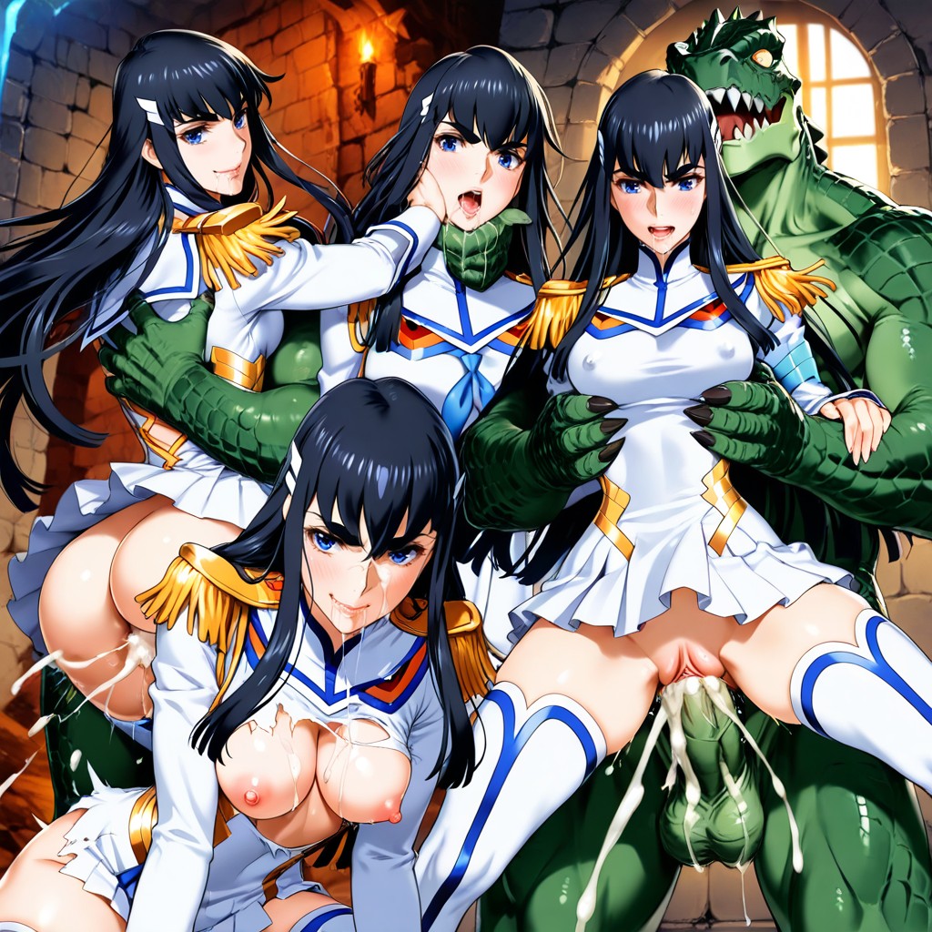 Close Up Image Showing Vaginal Sex, Long Sleeves, Satsuki Kiryuuin Is Male Hentai AI Porn