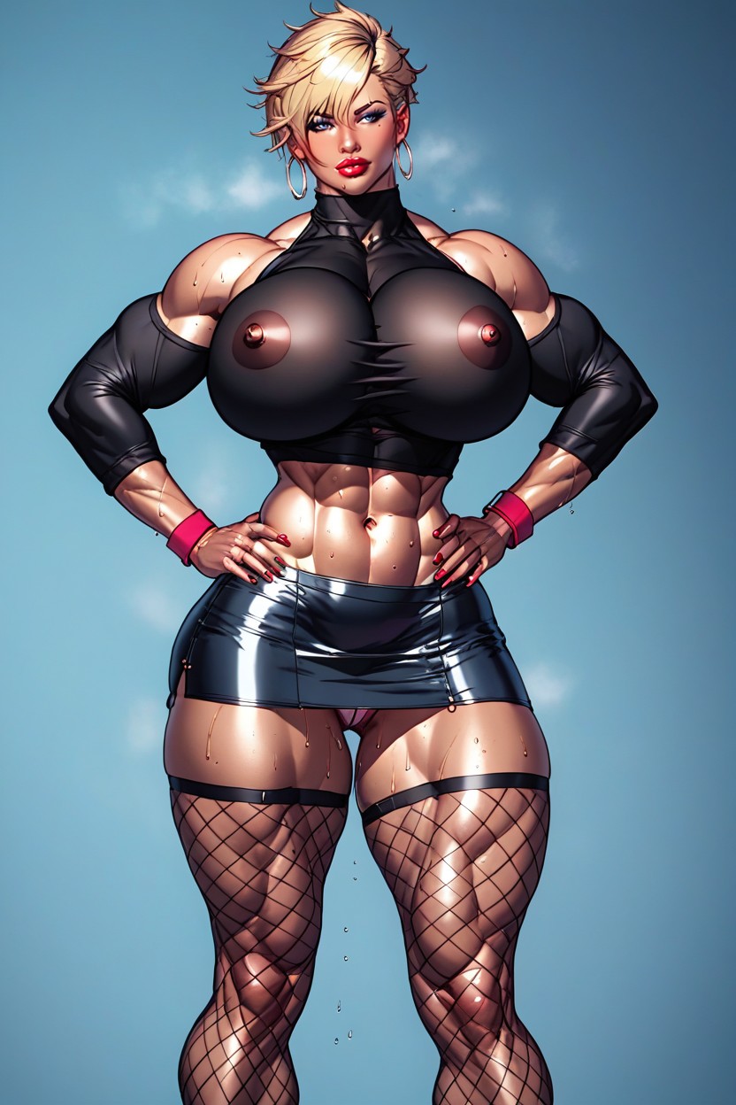 Black Tennis Skirt, Pale Skin, Huge Lips Hentai IA