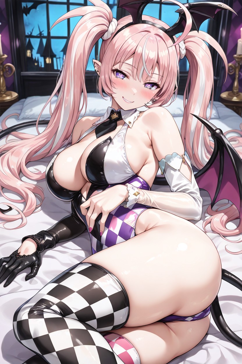 Left Glove Is White, Diamond-shaped Hairbands To The Side Of Each Wing, Clown Hentai AI Porn