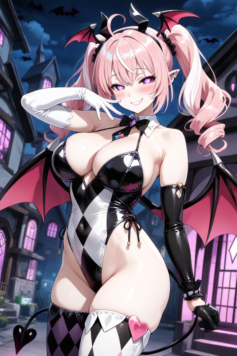 Left Legging Is Black And White Diamond Checkered, Night Time, Jester Hentai IA