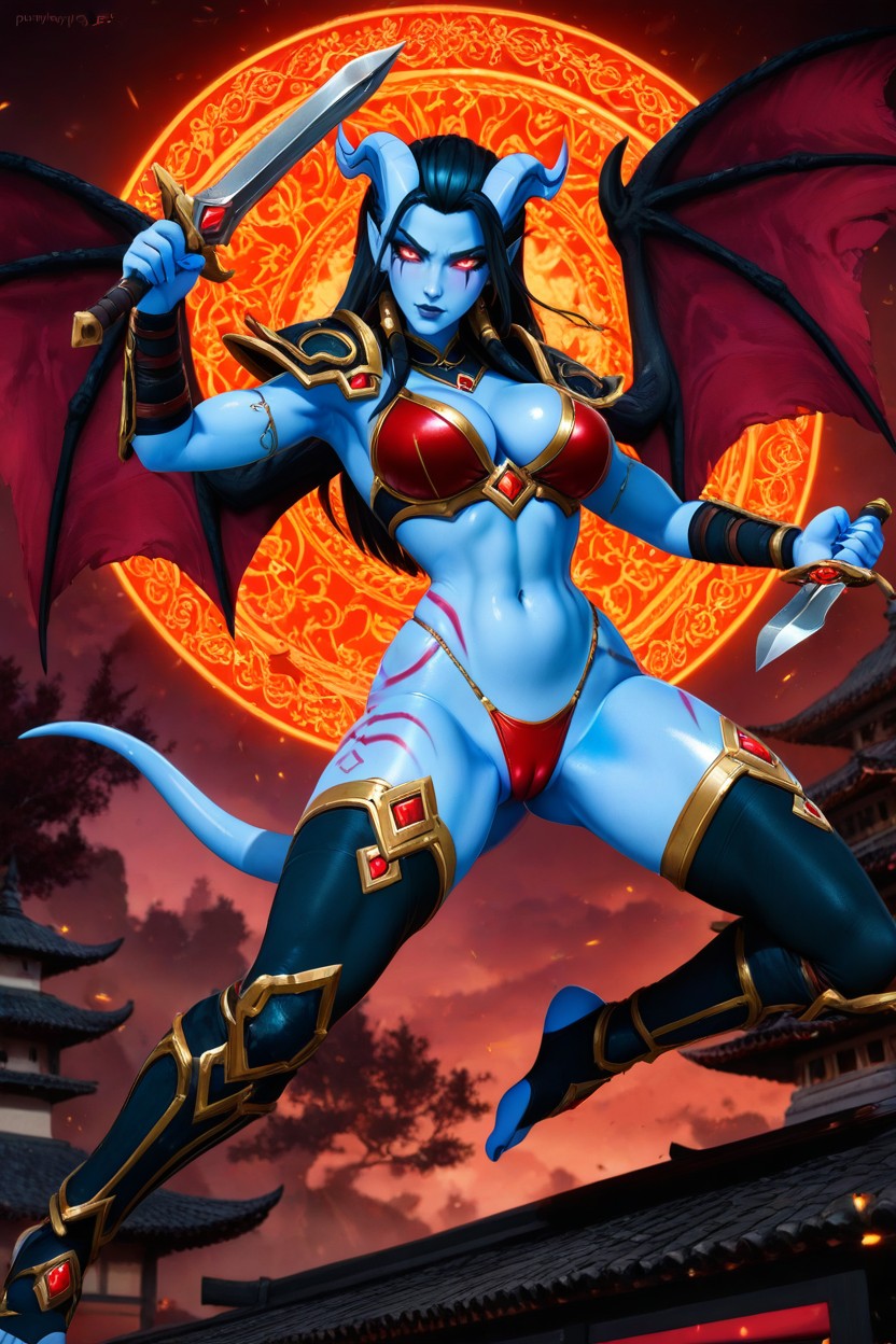 Slicked Back Horns, High Thong, Cheekbones Hentai IA