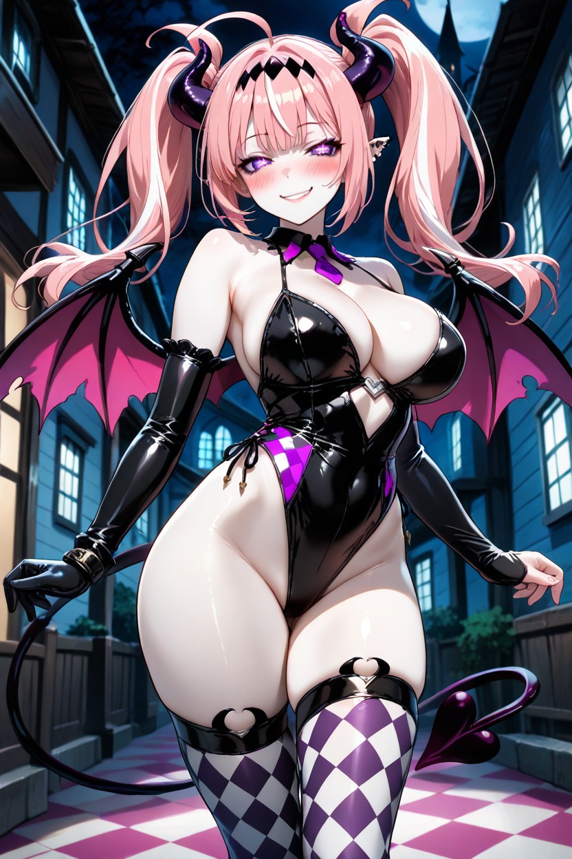 Pink Hair, Left Glove Is White, Night Time Hentai AI Porn