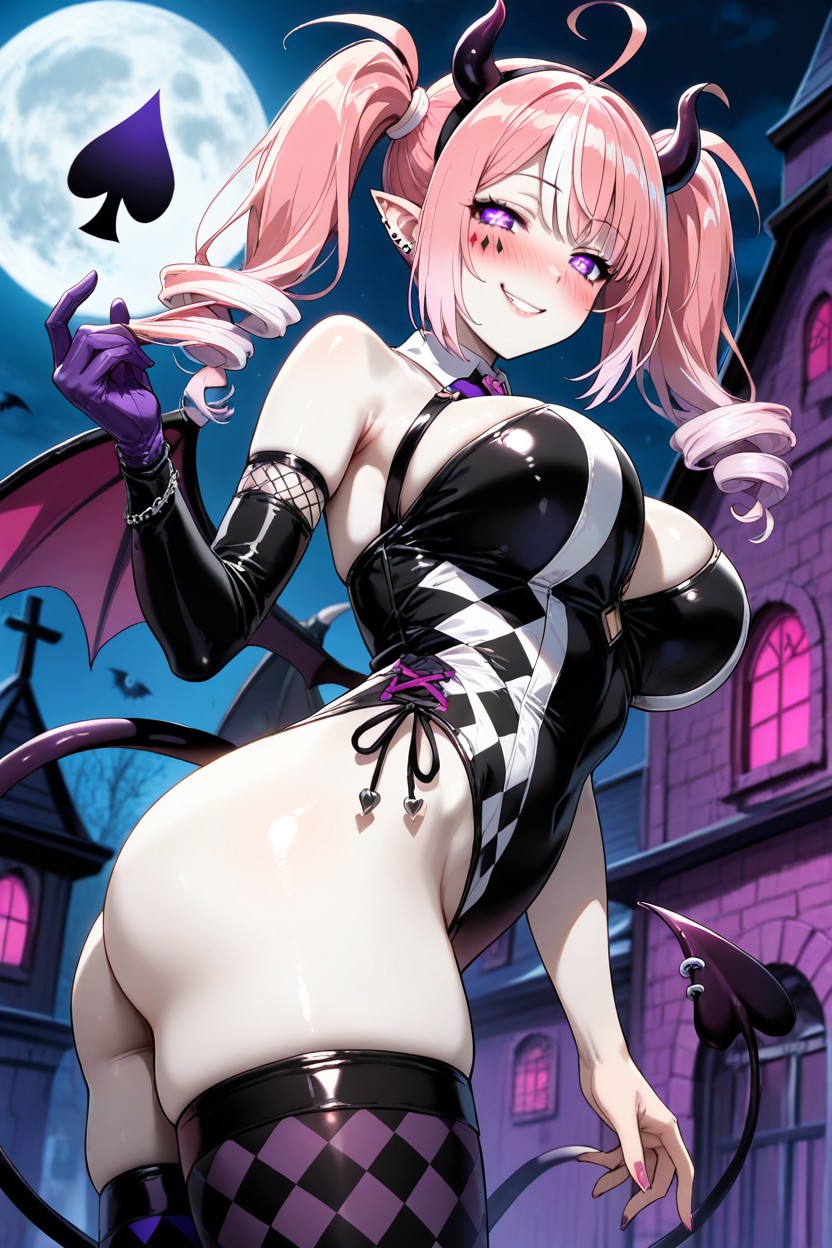 Mischievous (smiling While Blushing), Succubus, Thigh High Leggings Hentai AI Porn