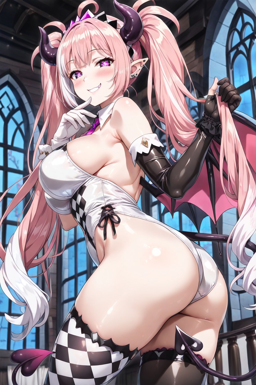 Thigh High Leggings, Diamond-shaped Hairbands To The Side Of Each Wing, Leotard Has Purple Porno IA Hentai