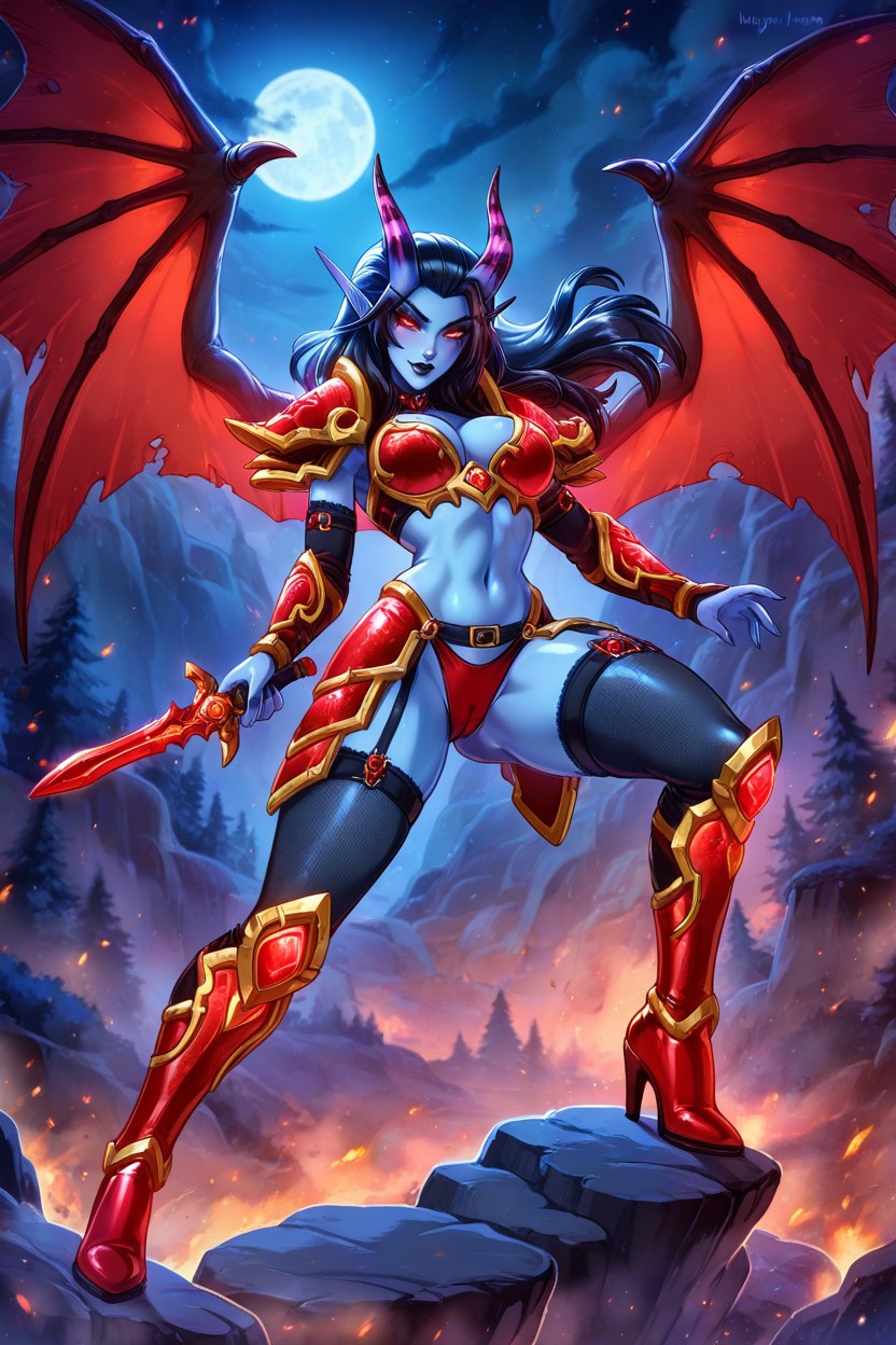 Swinging One Dagger, Revealing Clothes, Dynamic Pose Hentai IA